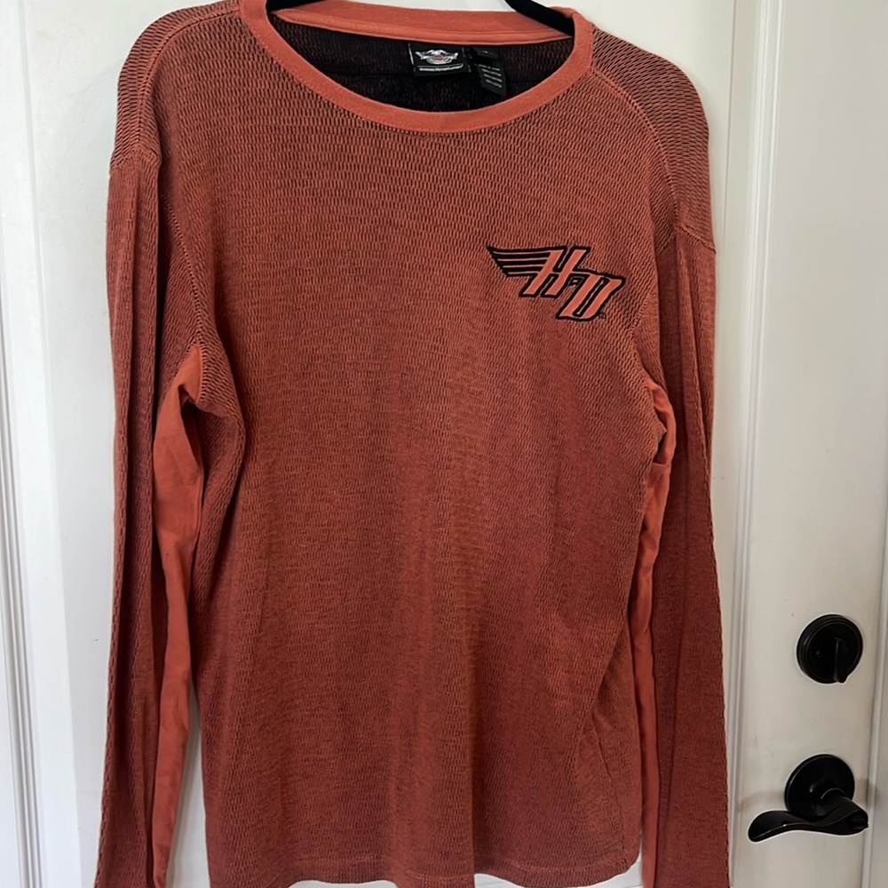 EUC genuine Harley Davidson rust & black thermal long sleeve shirt size medium